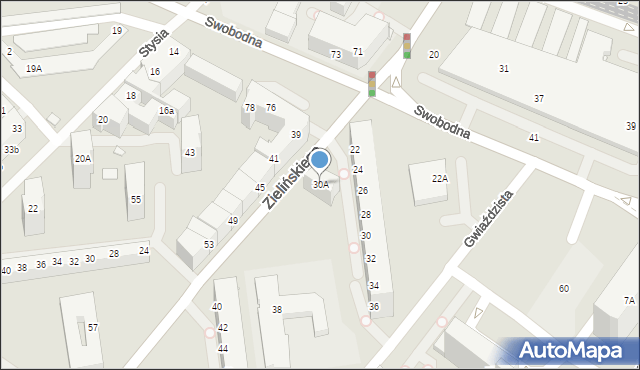 Wrocław, Zielińskiego Tadeusza, 30A, mapa Wrocławia