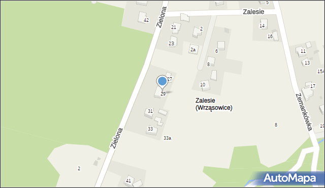 Wrząsowice, Zielona, 29, mapa Wrząsowice