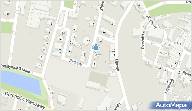 Wschowa, Zielona, 6, mapa Wschowa