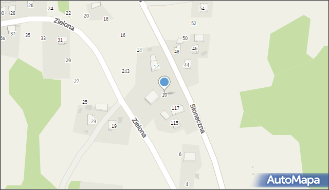 Wysoka, Zielona, 10, mapa Wysoka