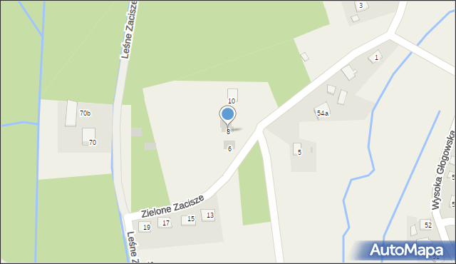 Wysoka Głogowska, Zielone Zacisze, 8, mapa Wysoka Głogowska