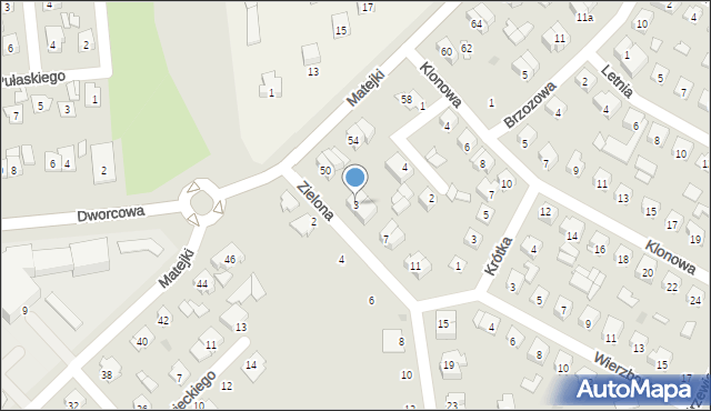 Wyszków, Zielona, 3, mapa Wyszków