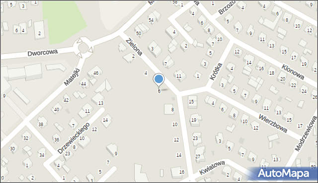 Wyszków, Zielona, 6, mapa Wyszków