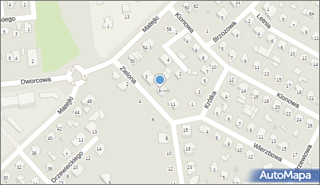 Wyszków, Zielona, 7, mapa Wyszków