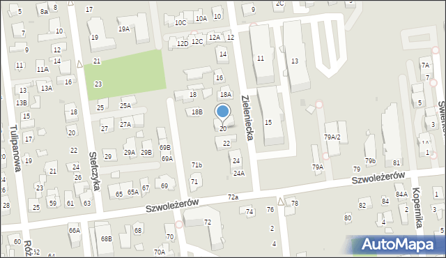 Ząbki, Zieleniecka, 20, mapa Ząbki