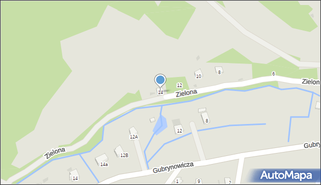 Zagórz, Zielona, 14, mapa Zagórz