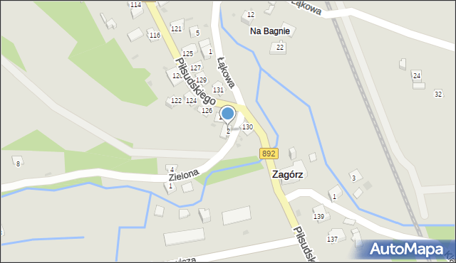 Zagórz, Zielona, 2, mapa Zagórz