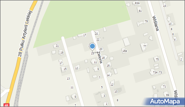 Zajezierze, Zielona, 13, mapa Zajezierze