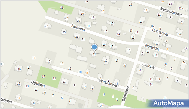Żakowice, Zielona, 21, mapa Żakowice