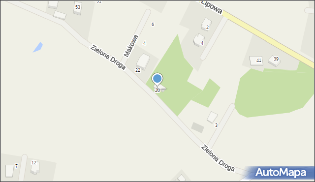 Załęże, Zielona Droga, 20, mapa Załęże