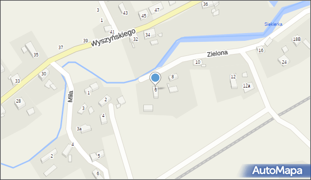 Zaręba, Zielona, 6, mapa Zaręba