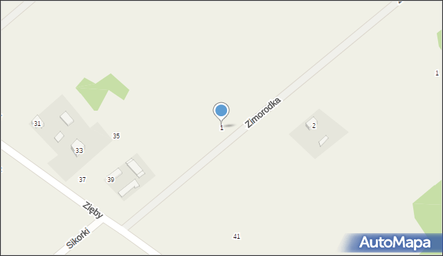 Zaręby, Zimorodka, 1, mapa Zaręby
