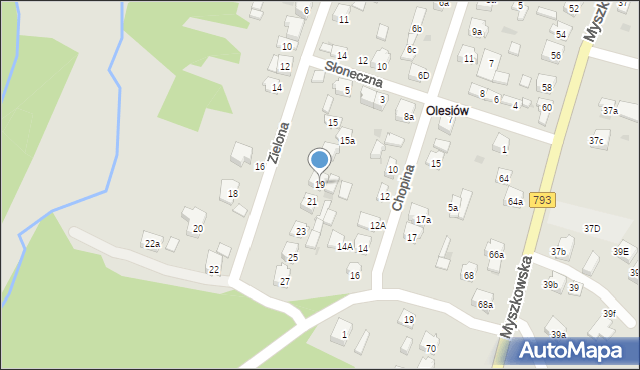 Żarki, Zielona, 19, mapa Żarki