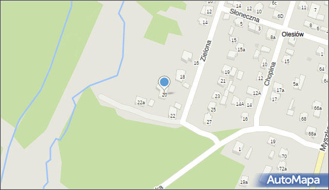 Żarki, Zielona, 20, mapa Żarki