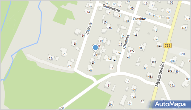 Żarki, Zielona, 23, mapa Żarki