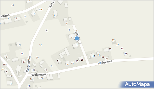 Zastów, Zielona, 1, mapa Zastów