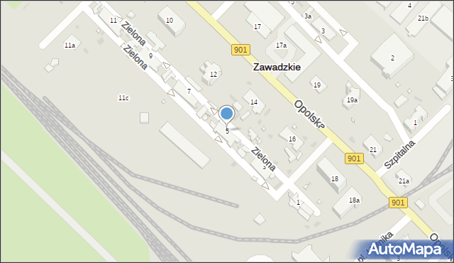 Zawadzkie, Zielona, 5, mapa Zawadzkie