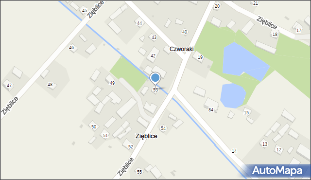 Zięblice, Zięblice, 53, mapa Zięblice