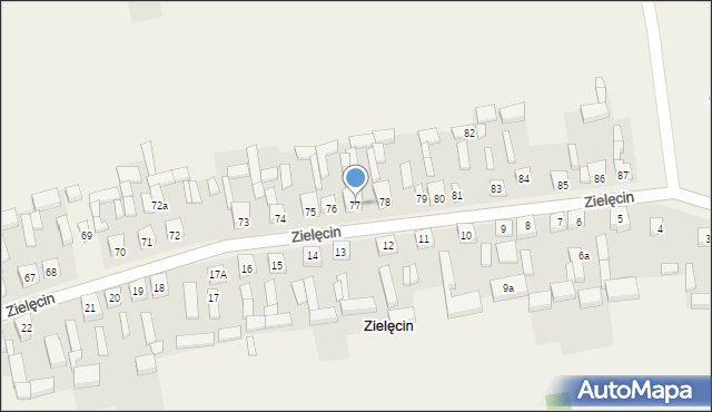 Zielęcin, Zielęcin, 77, mapa Zielęcin