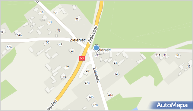 Zieleniec, Zieleniec, 44, mapa Zieleniec