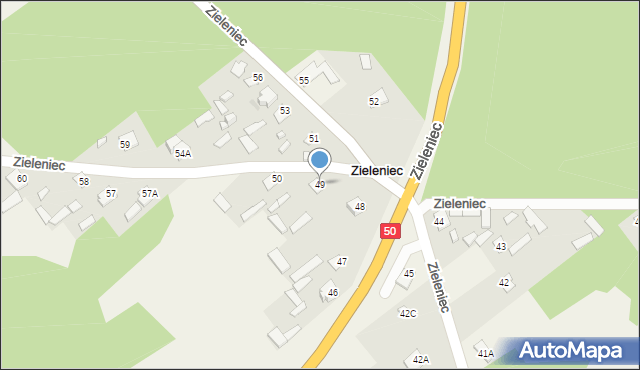 Zieleniec, Zieleniec, 49, mapa Zieleniec