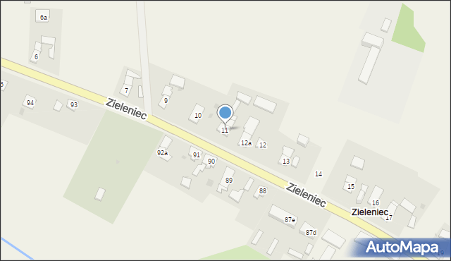 Zieleniec, Zieleniec, 11, mapa Zieleniec