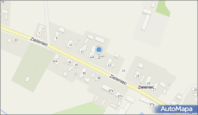 Zieleniec, Zieleniec, 12, mapa Zieleniec