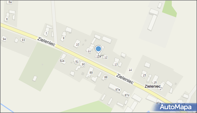 Zieleniec, Zieleniec, 12a, mapa Zieleniec