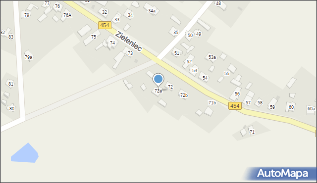 Zieleniec, Zieleniec, 72a, mapa Zieleniec