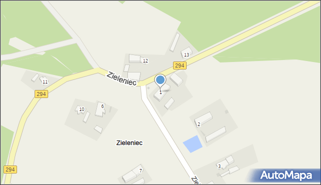 Zieleniec, Zieleniec, 1, mapa Zieleniec