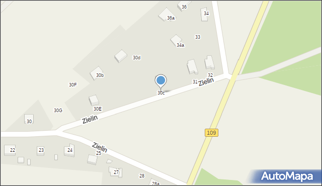 Zielin, Zielin, 30c, mapa Zielin