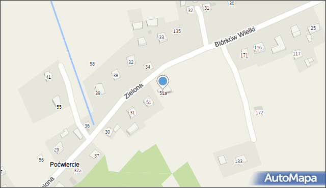Zielona, Zielona, 51a, mapa Zielona