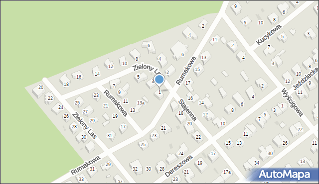 Zielona Góra, Zielony Las, 1, mapa Zielona Góra