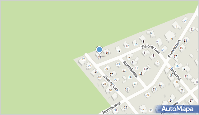 Zielona Góra, Zielony Las, 18, mapa Zielona Góra