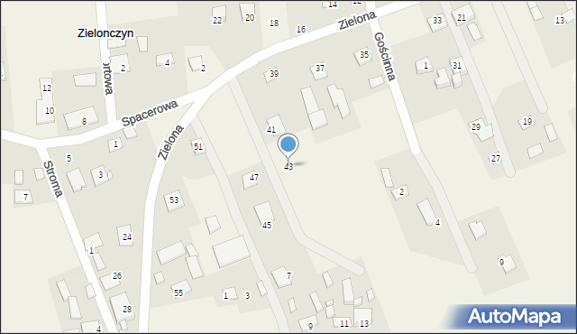 Zielonczyn, Zielona, 43, mapa Zielonczyn