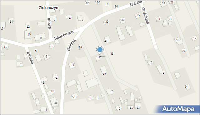 Zielonczyn, Zielona, 47, mapa Zielonczyn
