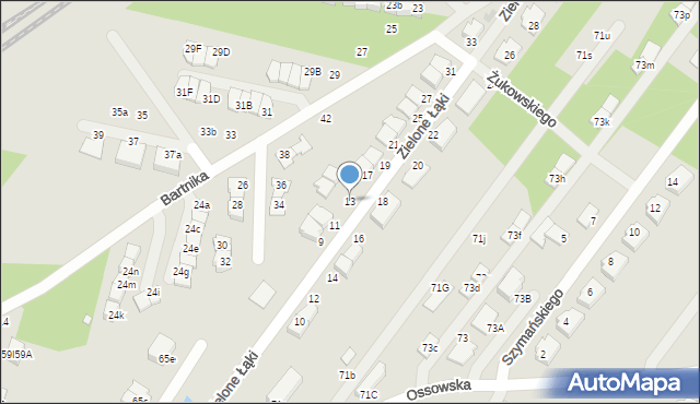 Zielonka, Zielone Łąki, 13, mapa Zielonka