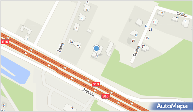 Zielonka, Zielona, 11, mapa Zielonka