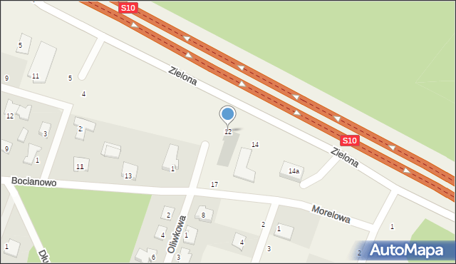 Zielonka, Zielona, 12, mapa Zielonka