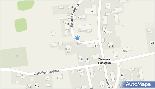 Zielonka Pasłęcka, Zielonka Pasłęcka, 58, mapa Zielonka Pasłęcka