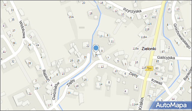 Zielonki, Zięby Adama, ks., 15, mapa Zielonki