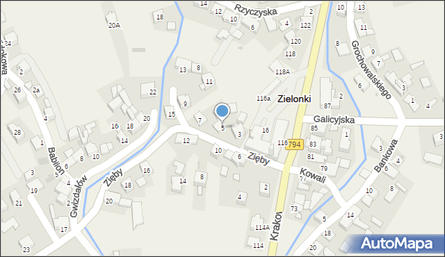 Zielonki, Zięby Adama, ks., 5, mapa Zielonki