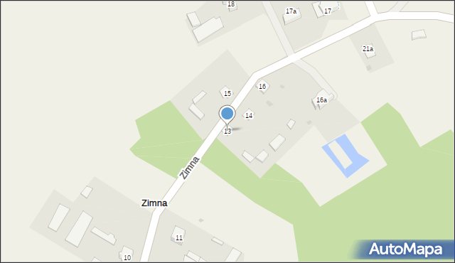 Zimna, Zimna, 13, mapa Zimna