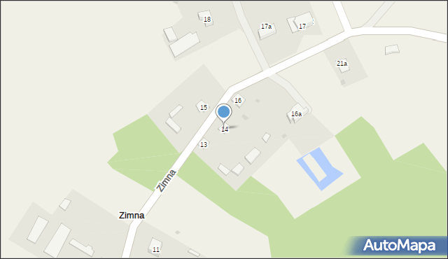 Zimna, Zimna, 14, mapa Zimna