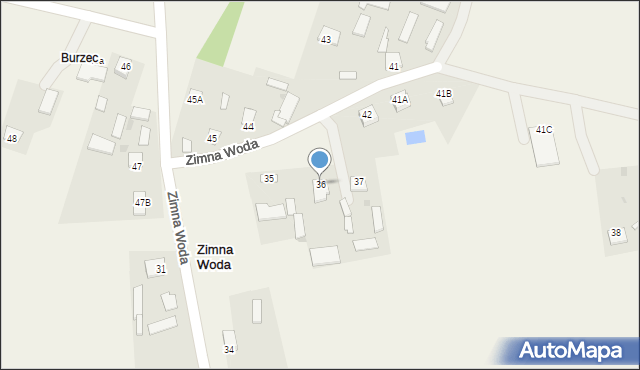 Zimna Woda, Zimna Woda, 36, mapa Zimna Woda