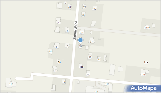 Zimna Woda, Zimna Woda, 59, mapa Zimna Woda