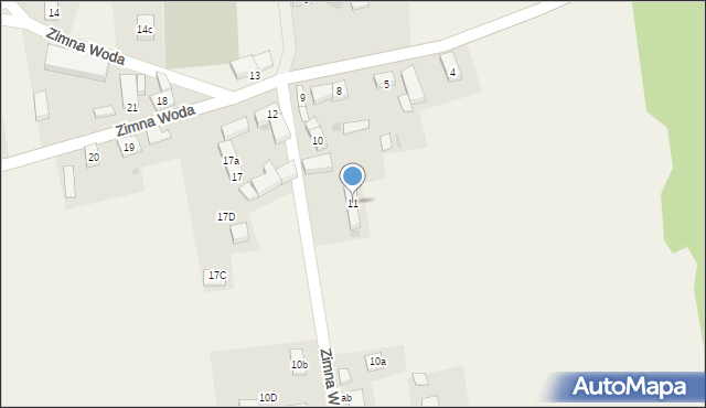 Zimna Woda, Zimna Woda, 11, mapa Zimna Woda