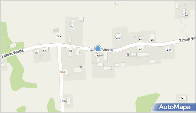 Zimna Woda, Zimna Woda, 50, mapa Zimna Woda