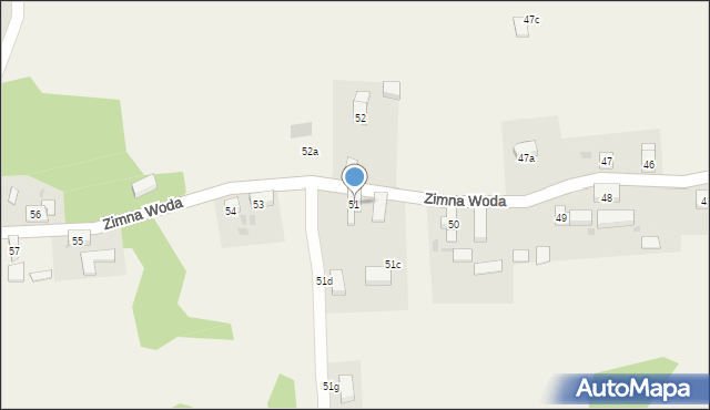 Zimna Woda, Zimna Woda, 51, mapa Zimna Woda