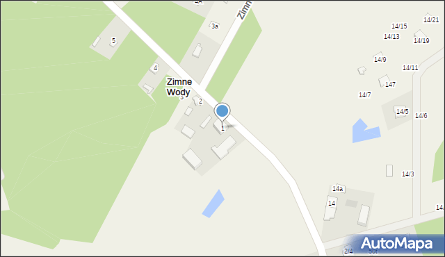 Zimne Wody, Zimne Wody, 1, mapa Zimne Wody